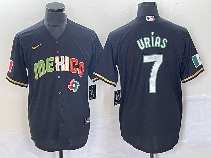 Men 2023 World Cub Mexico #7 Urias Black Nike MLB Jersey style 91829